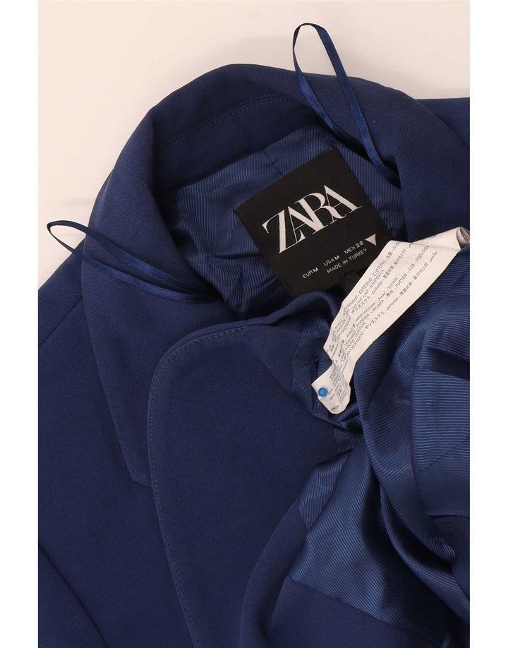 Zara Womens 2 Button Blazer Jacket UK 14 Medium Navy Blue Polyester