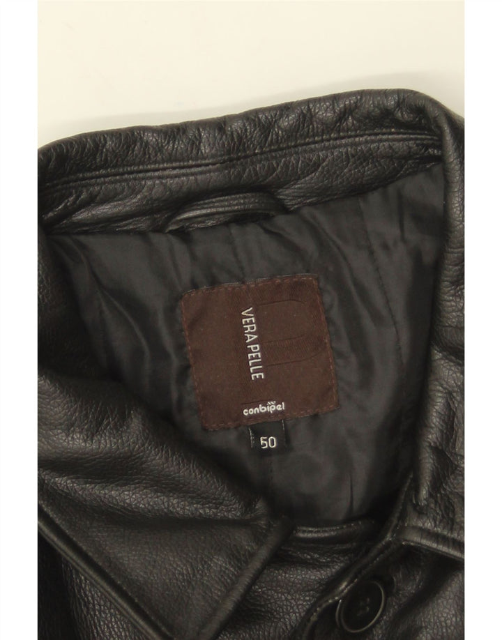 Conbipel Mens Leather Jacket IT 50 Large Black Leather