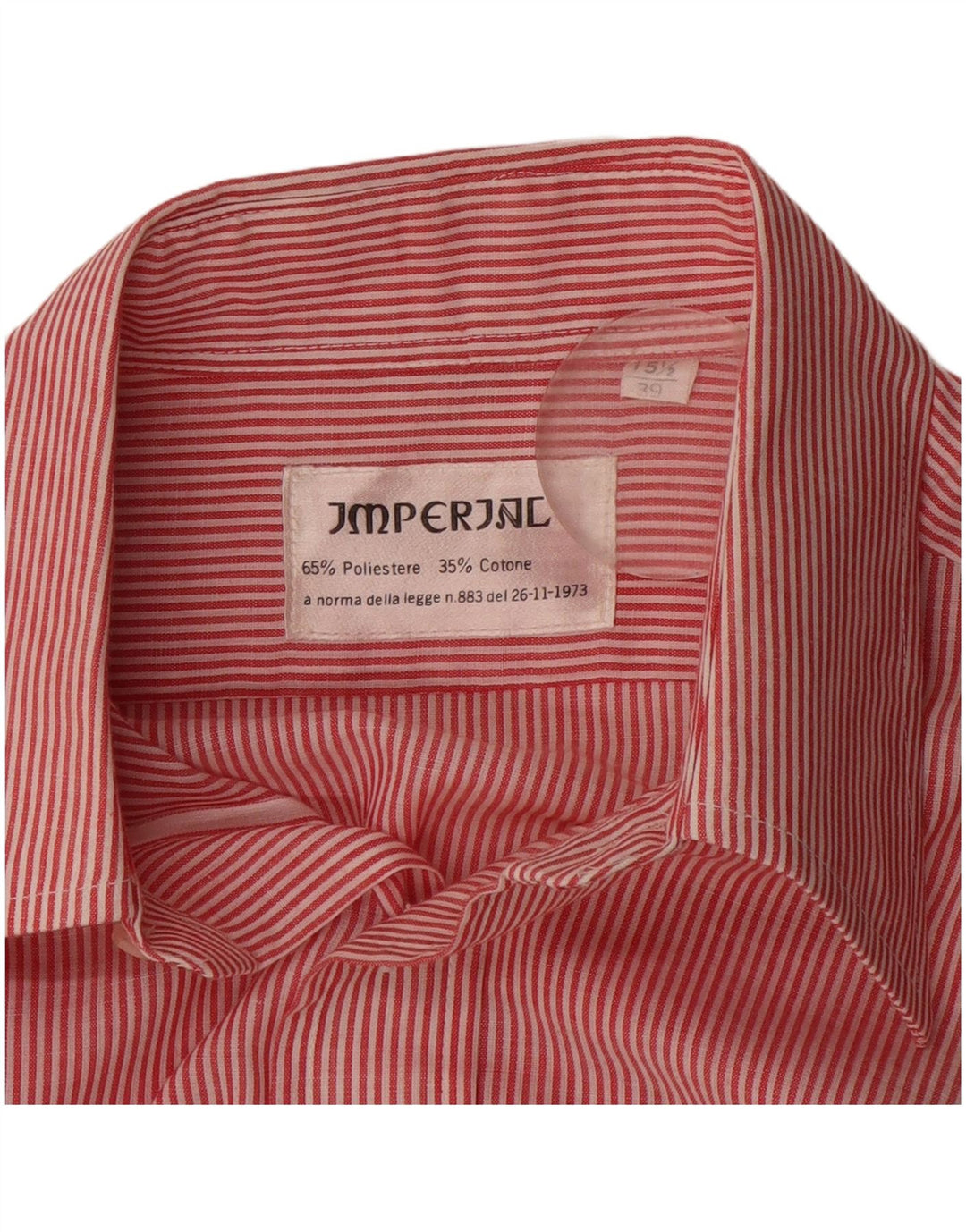 Imperial Mens Shirt Size 39 15 1/2 Medium Red Pinstripe Polyester