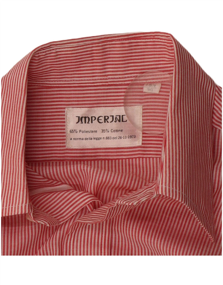 Imperial Mens Shirt Size 39 15 1/2 Medium Red Pinstripe Polyester