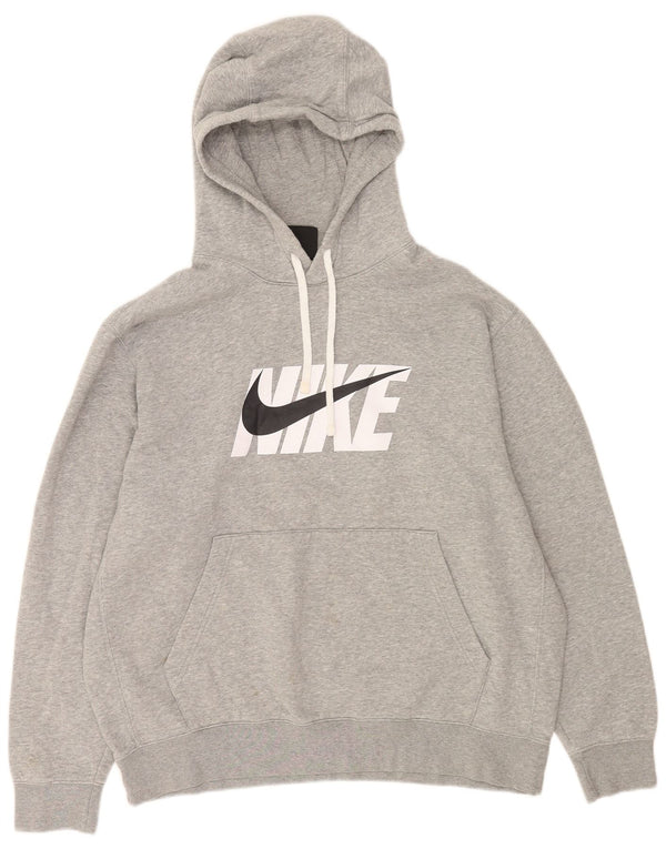 Nike Mens Graphic Hoodie Jumper XL Grey Flecked Cotton