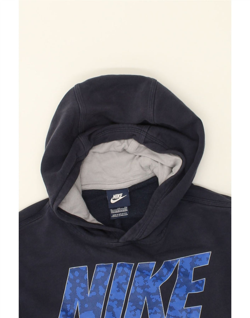 NIKE Boys Graphic Hoodie Jumper 13-14 Years XL  Navy Blue Cotton | Vintage Nike | Thrift | Second-Hand Nike | Used Clothing | Messina Hembry 