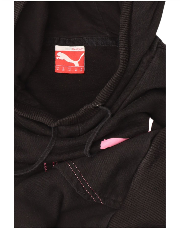 Puma Womens Graphic Hoodie Jumper UK 12 Medium Black