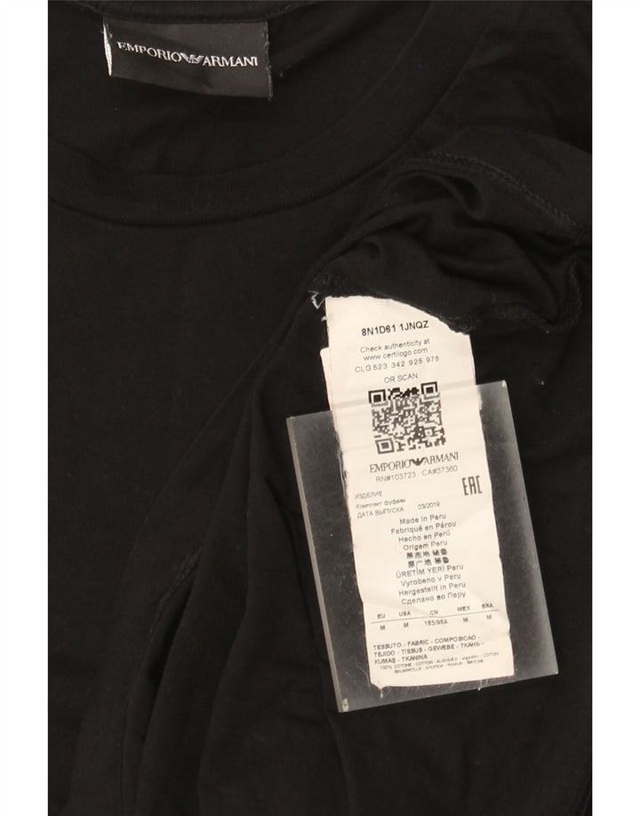 Emporio Armani Mens T-Shirt Top Medium Black Cotton