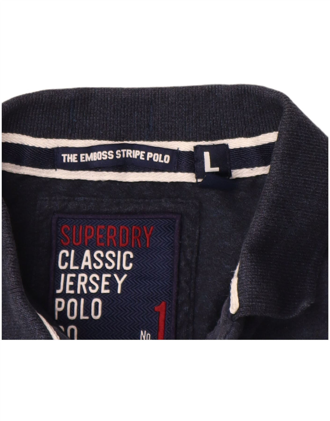 Superdry Mens Graphic Rugby Polo Shirt Large Navy Blue Colourblock Cotton