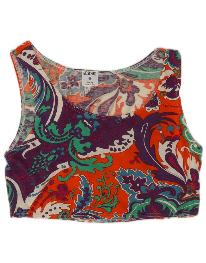Moschino Womens Crop Top UK 16 Large Multicoloured Paisley Cotton