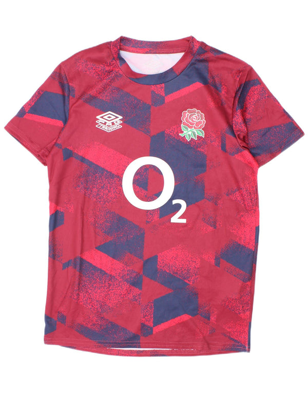Umbro Boys Graphic T-Shirt Top 11-12 Years Burgundy Geometric Polyester