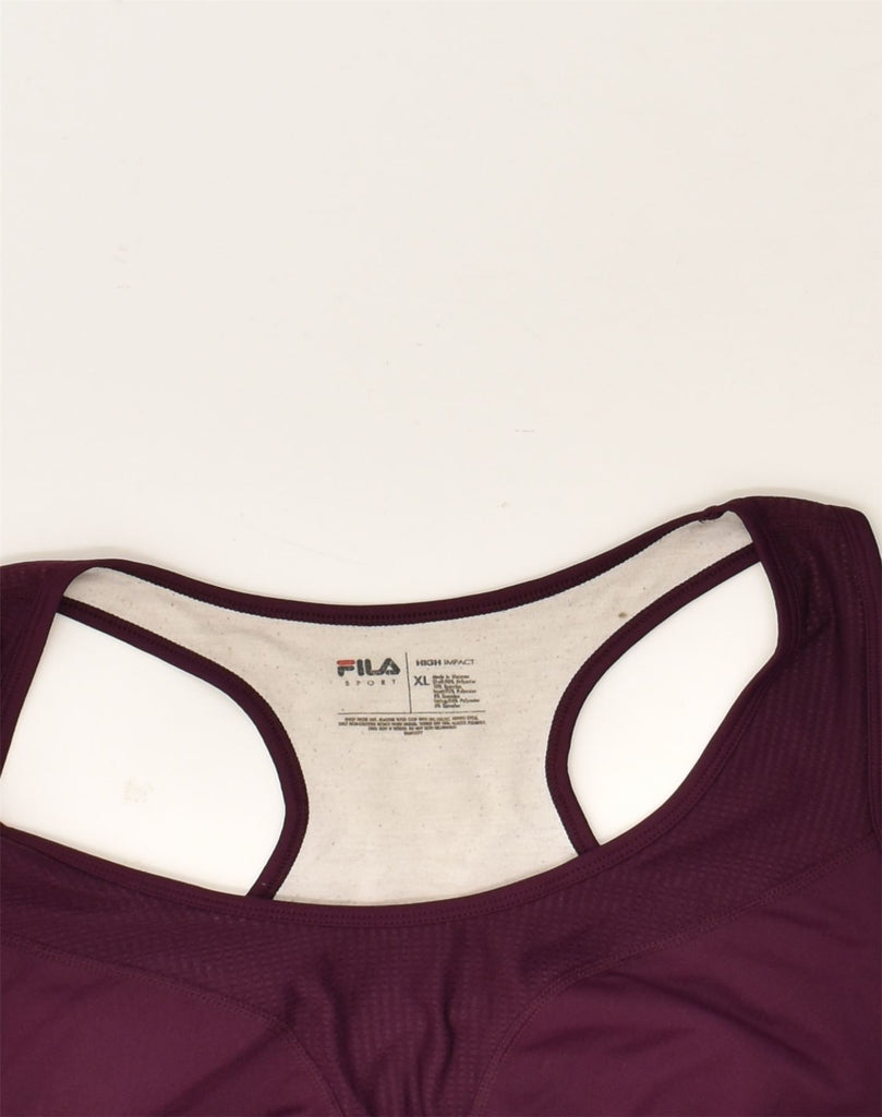 FILA Womens Sport Bra Top UK 18 XL Burgundy Polyester | Vintage Fila | Thrift | Second-Hand Fila | Used Clothing | Messina Hembry 