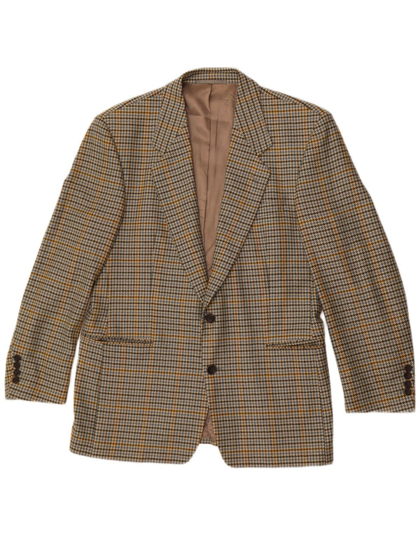 Ermenegildo Zegna Mens Blazer Jacket EU 50 Medium Khaki Houndstooth