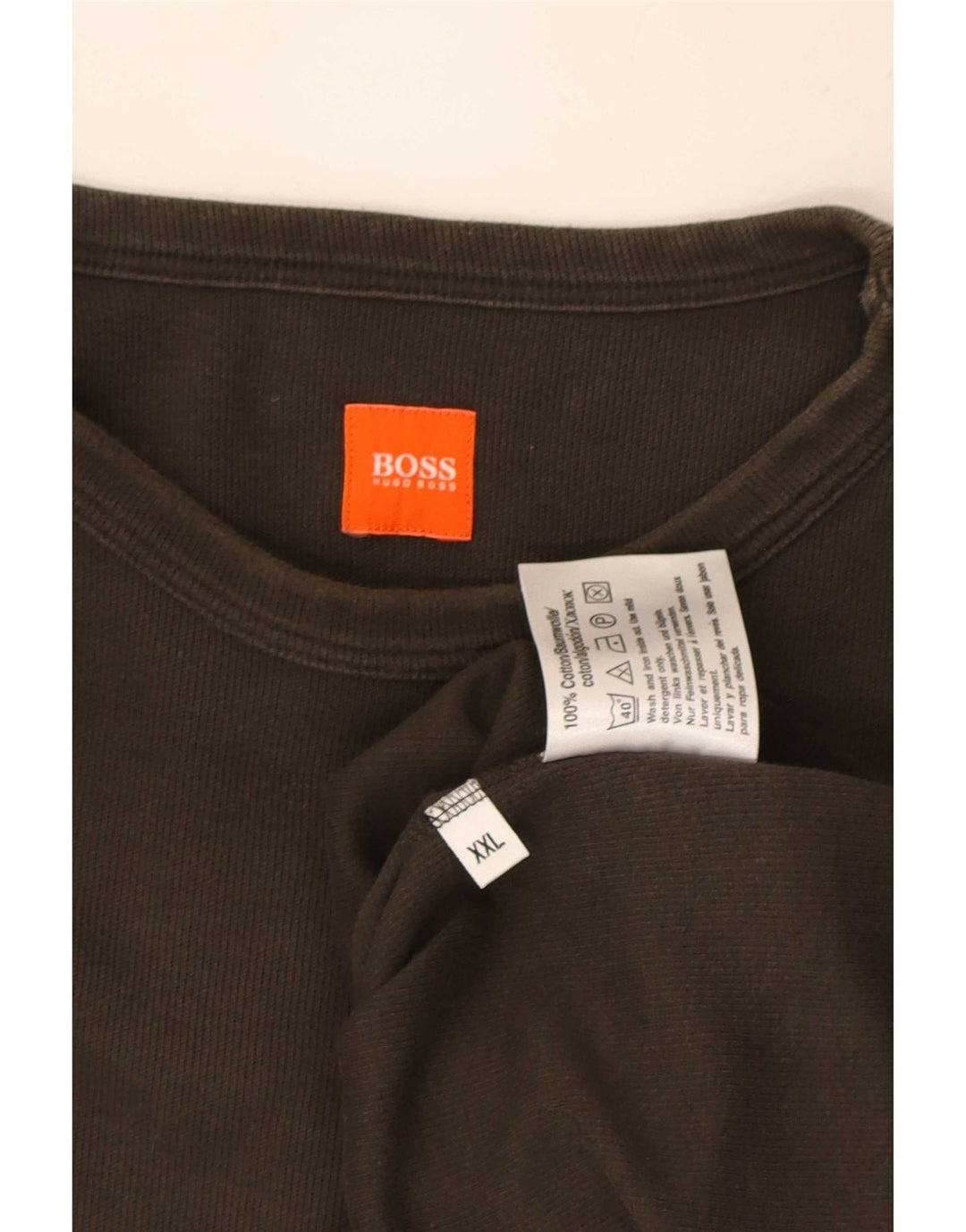 Hugo Boss Mens Top Long Sleeve 2XL Khaki Cotton