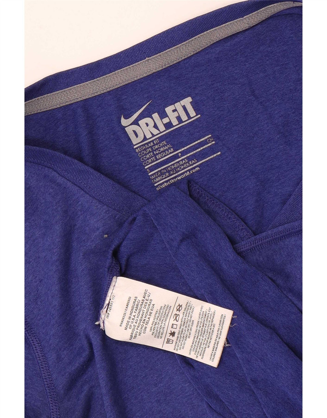 Nike Womens Dri Fit Regular Fit T-Shirt Top UK 10 Small Blue Polyester