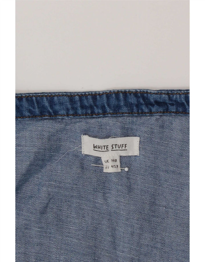 White Stuff Womens Denim Jumpsuit UK 14 Large W36 L26 Blue Cotton