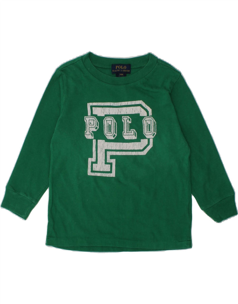 POLO RALPH LAUREN Baby Boys Graphic Sweatshirt Jumper 18-24 Months Green | Vintage Polo Ralph Lauren | Thrift | Second-Hand Polo Ralph Lauren | Used Clothing | Messina Hembry 