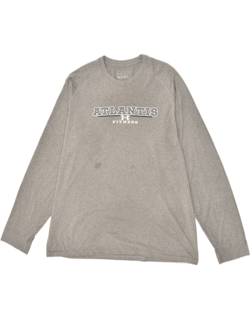 UNDER ARMOUR Mens Graphic Top Long Sleeve XL Grey Polyester | Vintage Under Armour | Thrift | Second-Hand Under Armour | Used Clothing | Messina Hembry 