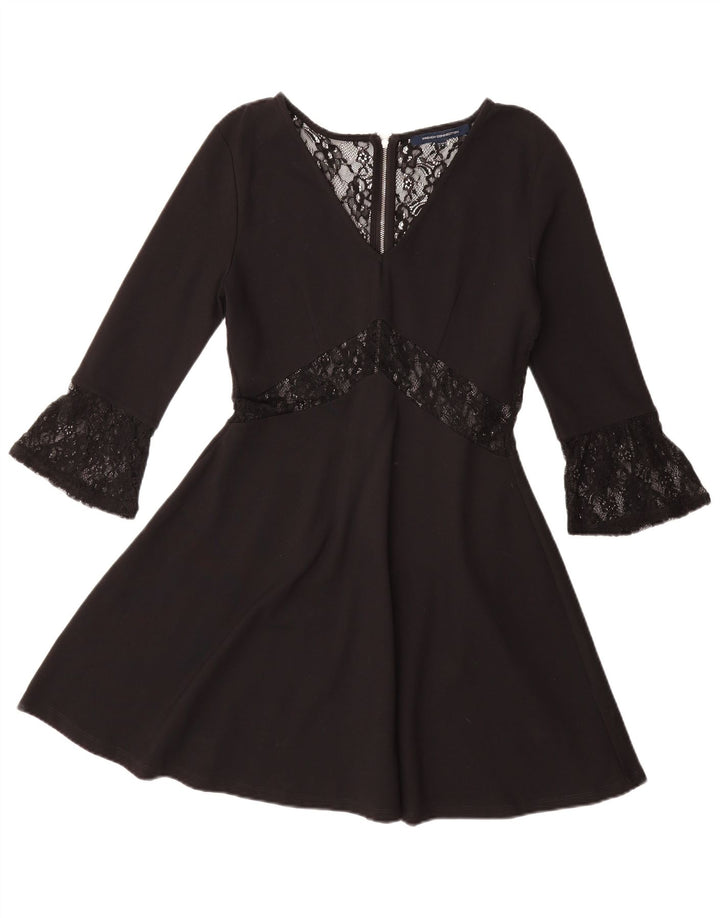 FRENCH CONNECTION Womens 3/4 Sleeve Swing Dress UK 12 Medium Black Viscose