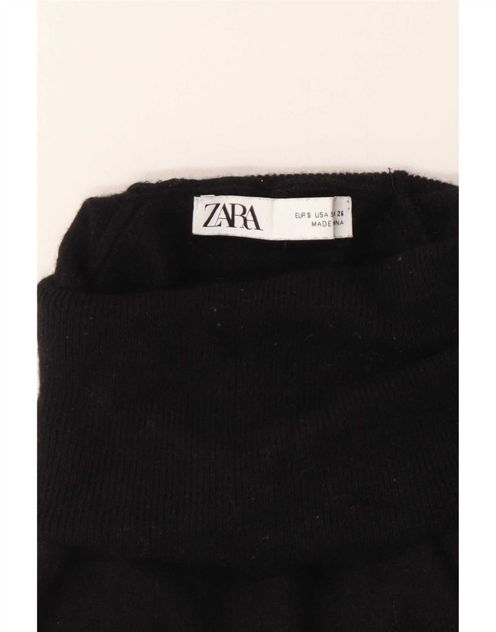 Zara Womens Roll Neck Jumper Sweater UK 10 Small Black Wool