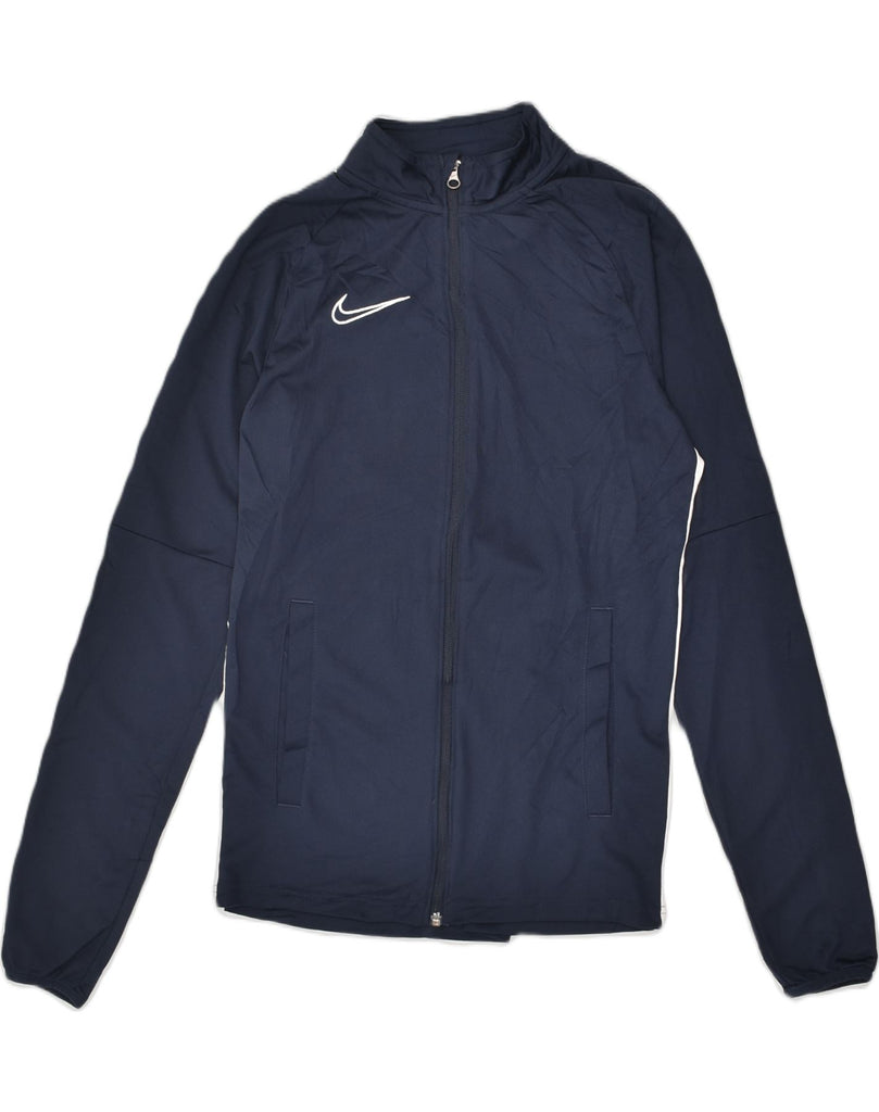 NIKE Womens Dri Fit Tracksuit Top Jacket UK 10 Small Navy Blue Polyester | Vintage Nike | Thrift | Second-Hand Nike | Used Clothing | Messina Hembry 