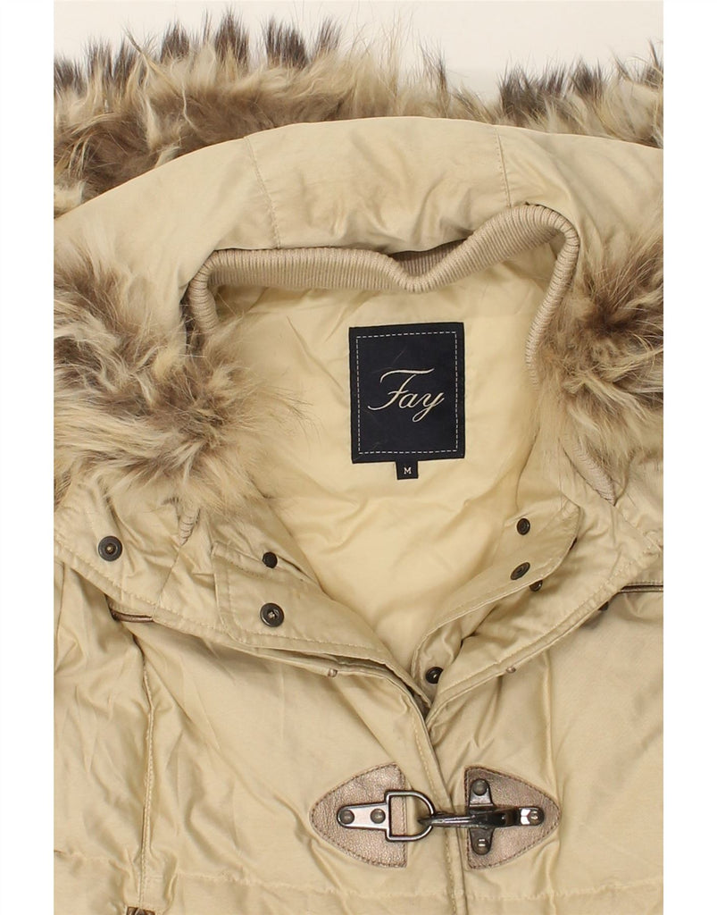 FAY Womens Hooded Padded Jacket UK 14 Medium Beige | Vintage Fay | Thrift | Second-Hand Fay | Used Clothing | Messina Hembry 