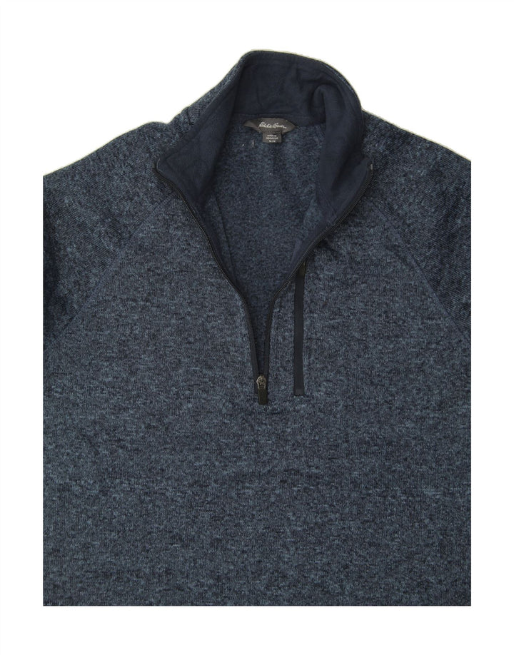 EDDIE BAUER Mens Zip Neck Sweatshirt Jumper Medium Navy Blue Flecked Vintage Eddie Bauer and Second-Hand Eddie Bauer from Messina Hembry 