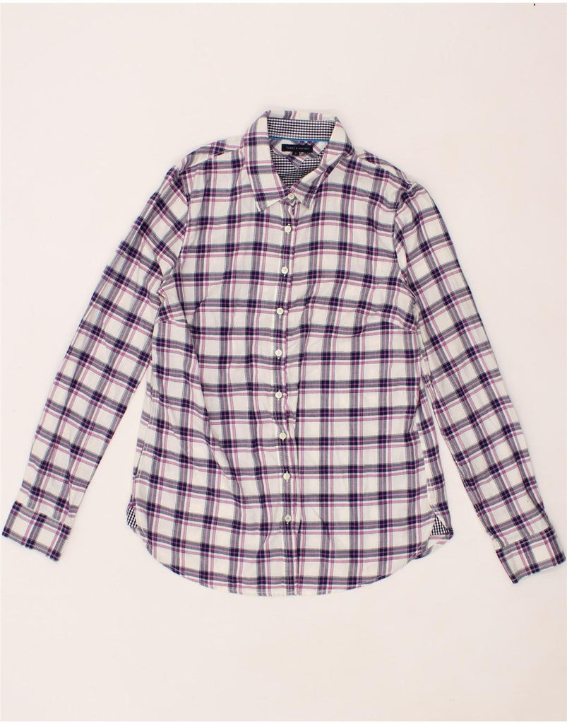 TOMMY HILFIGER Womens Regular Fit Flannel Shirt US 8 Medium Purple Check Vintage Tommy Hilfiger and Second-Hand Tommy Hilfiger from Messina Hembry 