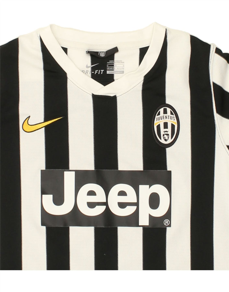 NIKE Boys Juventus Graphic Jersey Top 10-11 Years Medium Black Striped Vintage Nike and Second-Hand Nike from Messina Hembry 