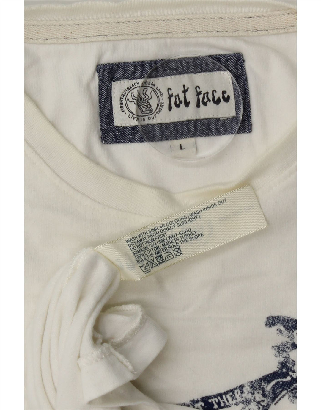 Fat Face Mens Graphic T-Shirt Top Large White Cotton