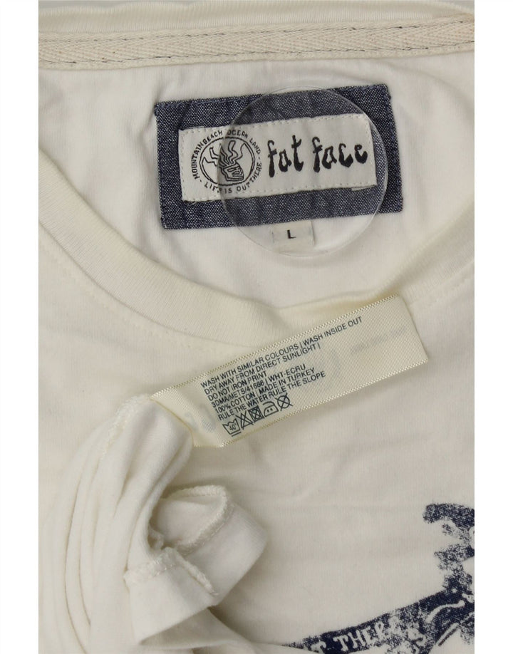 Fat Face Mens Graphic T-Shirt Top Large White Cotton
