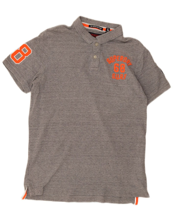Superdry Mens Graphic Polo Shirt 2XL Grey Cotton