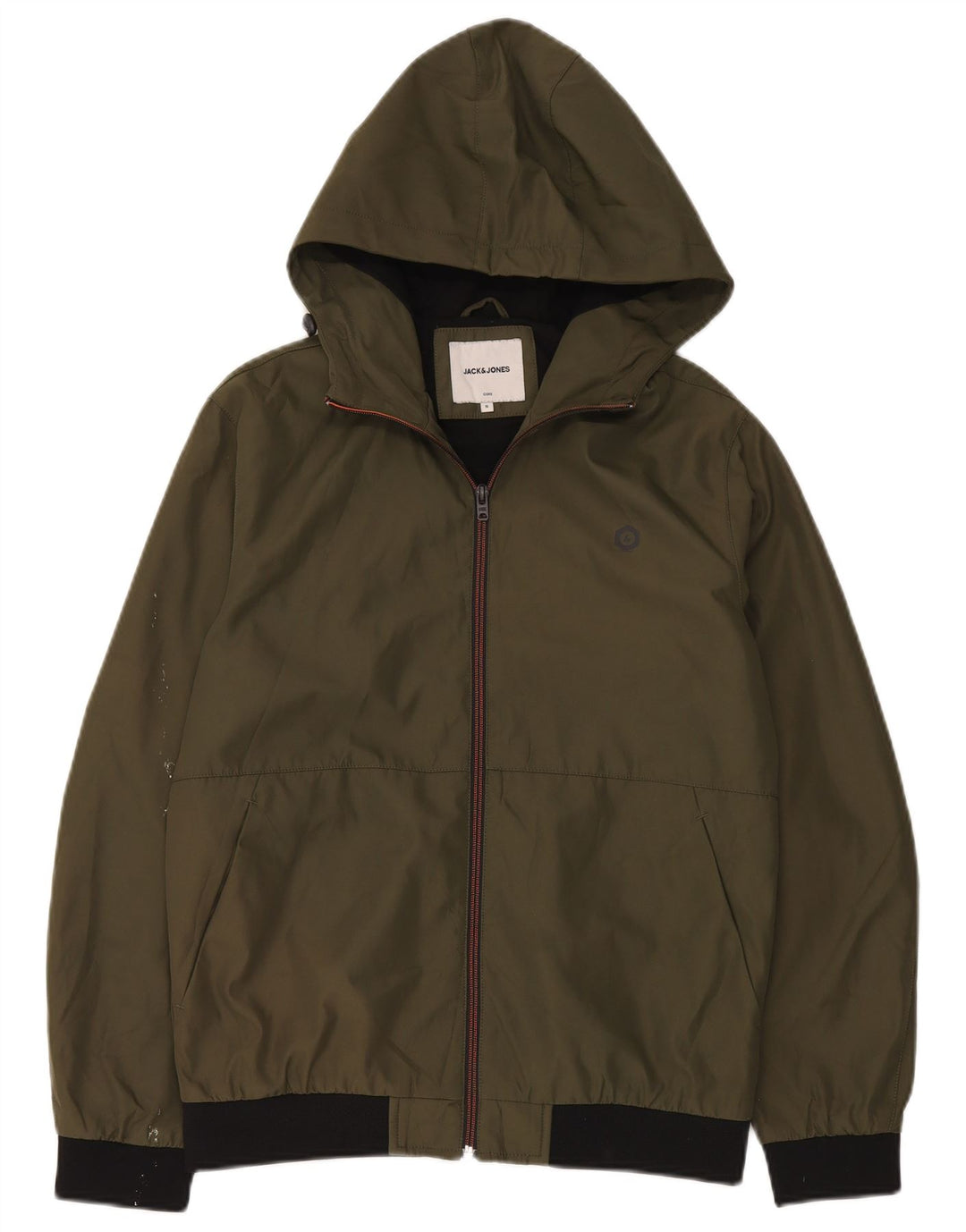 Jack & Jones Mens Hooded Windbreaker Jacket UK 36 Small Khaki Polyester