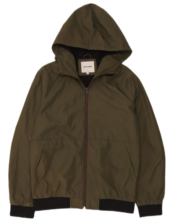 Jack & Jones Mens Hooded Windbreaker Jacket UK 36 Small Khaki Polyester