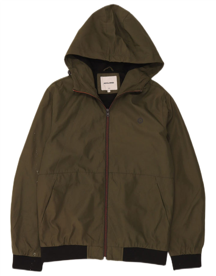 Jack & Jones Mens Hooded Windbreaker Jacket UK 36 Small Khaki Polyester
