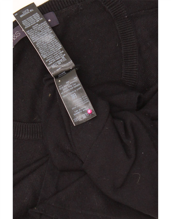Marks & Spencer Womens Oversized Top 3/4 Sleeve UK 8 Small  Black Viscose
