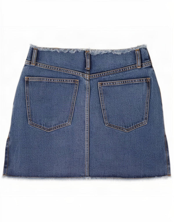 Zara Womens Mini Denim Skirt EU 36 Small W26 Blue Floral Cotton