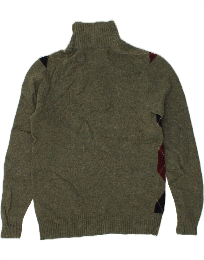 J. CREW Womens Zip Neck Jumper Sweater UK 10 Small Grey Argyle/Diamond | Vintage J. Crew | Thrift | Second-Hand J. Crew | Used Clothing | Messina Hembry 