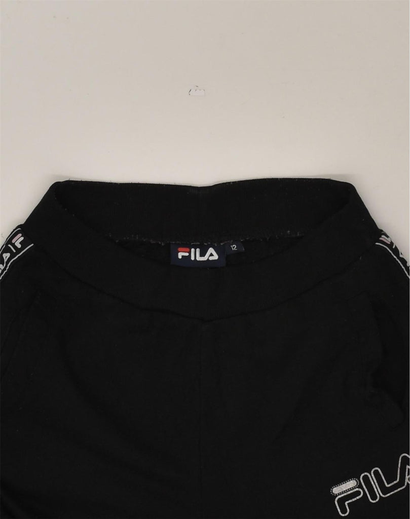 FILA Womens Tracksuit Trousers Joggers UK 12 Medium Black | Vintage Fila | Thrift | Second-Hand Fila | Used Clothing | Messina Hembry 