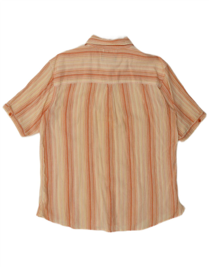 Wrangler Mens Short Sleeve Shirt Medium Beige Striped Cotton