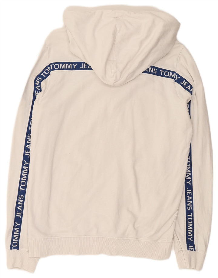 TOMMY HILFIGER Mens Graphic Hoodie Jumper Large White Cotton