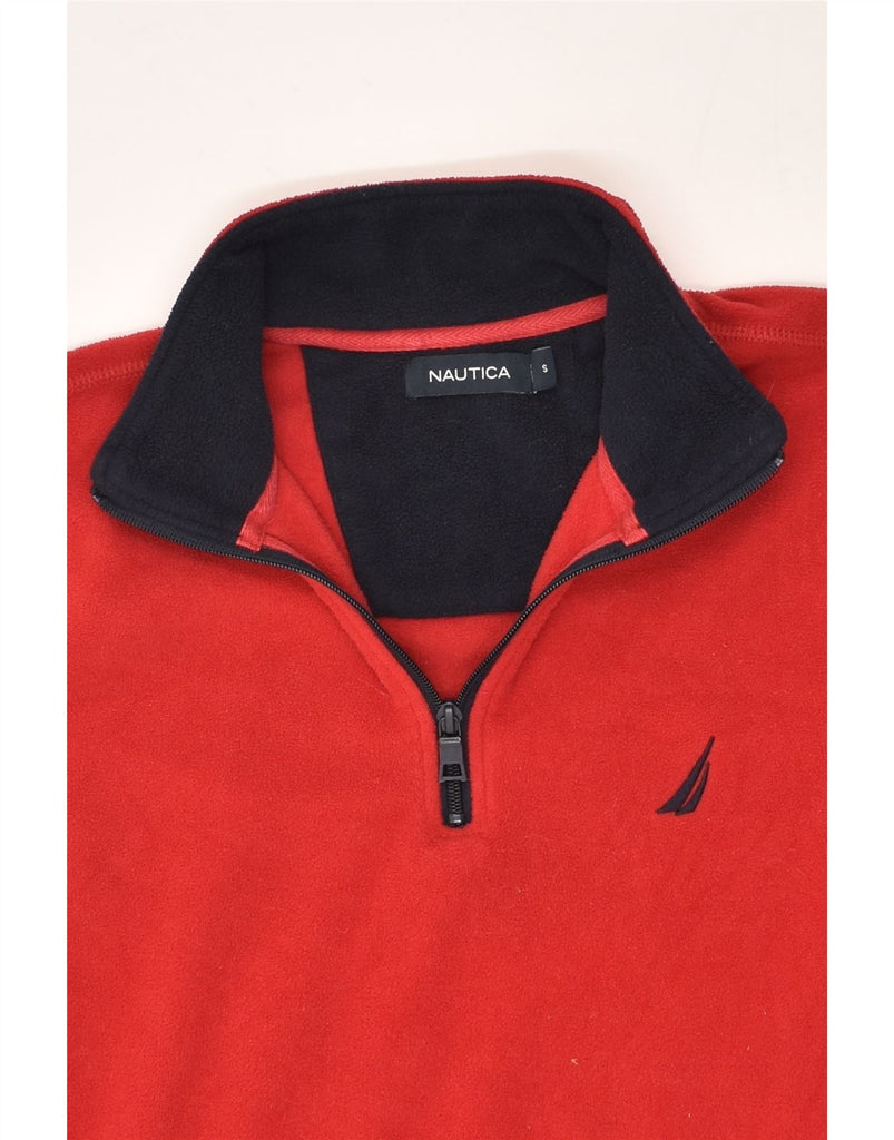 NAUTICA Mens Zip Neck Fleece Jumper Small Red Polyester | Vintage Nautica | Thrift | Second-Hand Nautica | Used Clothing | Messina Hembry 