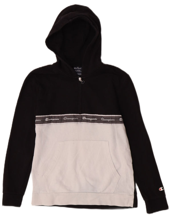 Champion Boys Graphic Hoodie Jumper 13-14 Years XL Black Colourblock