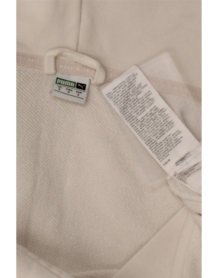 PUMA Womens Crop Oversized Zip Hoodie Sweater UK 10 Small White Cotton
