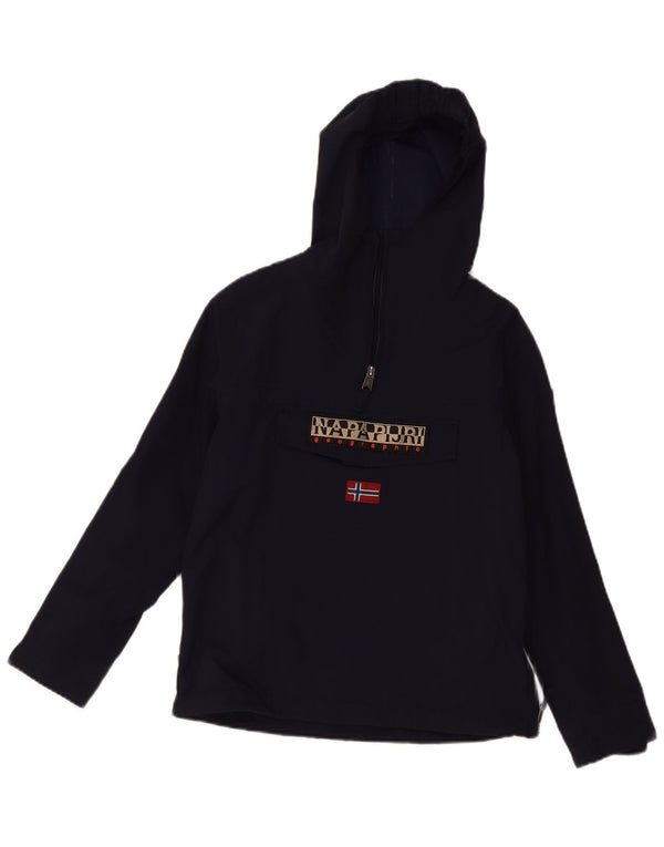 Napapijri Boys Hooded Graphic Anorak Jacket 11-12 Years Navy Blue Polyamide