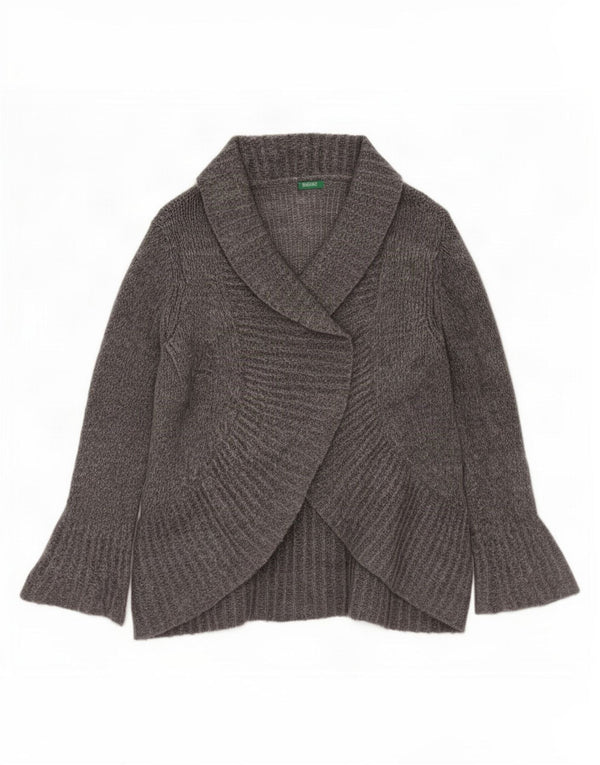 Benetton Womens Open Cardigan Sweater UK 16 Large Grey