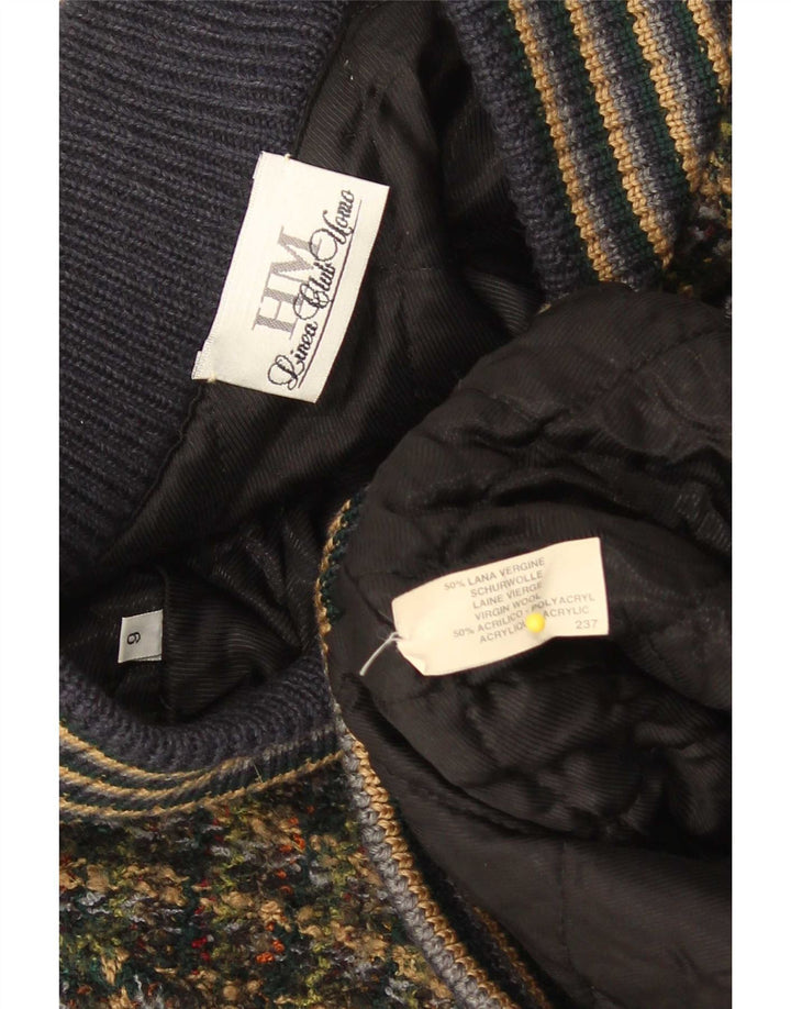 Vintage Mens Knit Bomber Jacket 3XL Multicoloured Flecked Virgin Wool