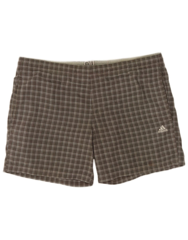 Adidas Mens Swimming Shorts Medium  Grey Check Polyester
