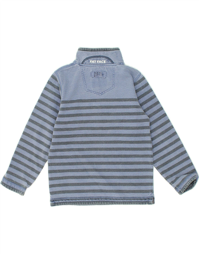 FAT FACE Boys Zip Neck Sweatshirt Jumper 6-7 Years Blue Striped Cotton | Vintage Fat Face | Thrift | Second-Hand Fat Face | Used Clothing | Messina Hembry 