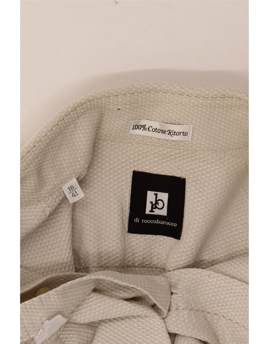 ROCCOBAROCCO Mens Shirt Size 41 16 Large Beige Cotton