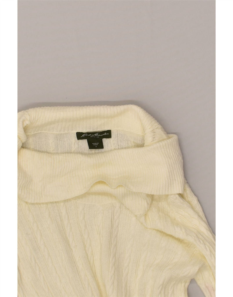 EDDIE BAUER Womens Roll Neck Jumper Sweater UK 10 Small Off White Cotton | Vintage Eddie Bauer | Thrift | Second-Hand Eddie Bauer | Used Clothing | Messina Hembry 