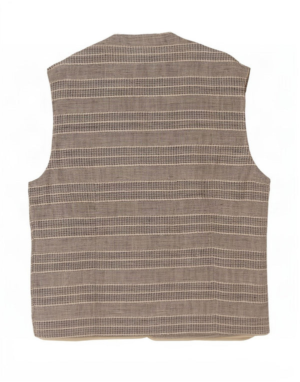 Vintage Mens Classic Fit Waistcoat Large Brown Striped