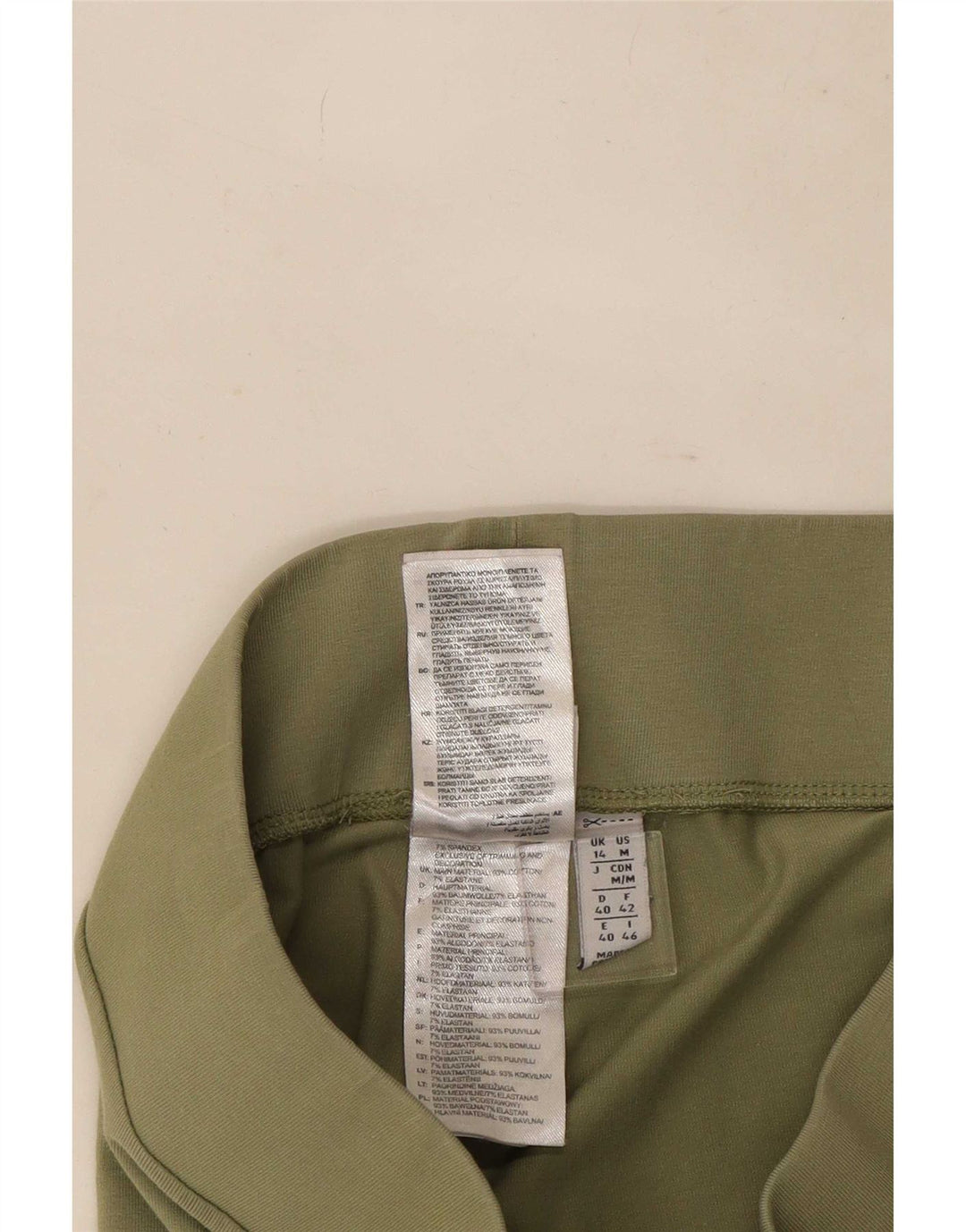 Adidas Womens Graphic Leggings UK 14 Medium Khaki Cotton