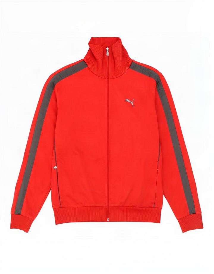 Puma Mens Tracksuit Top Jacket Large Red Colourblock Polyester